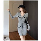 上品グレー タイト ニットワンピース | JS FASHION | 詳細画像6 