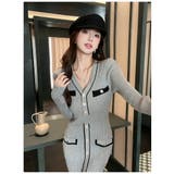 上品グレー タイト ニットワンピース | JS FASHION | 詳細画像4 