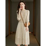 レイヤード風 ミディアム丈 レースワンピース | JS FASHION | 詳細画像6 