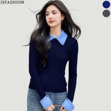 配色カラー 襟付き ニットトップス | JS FASHION | 詳細画像3 