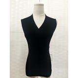 ブラック | タイトショート丈トップス 薄手ニット カシュクール風深いVネック | JS FASHION