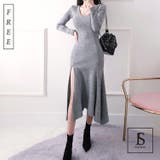 ロングワンピース 深いスリット入り 起毛リブワンピース | JS FASHION | 詳細画像1