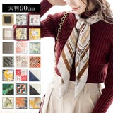 90x90cmサイズ ヴィンテージ風サテン生地スカーフ | JULIA BOUTIQUE | 詳細画像1