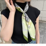 70x70cmサイズ ヴィンテージ風サテン生地スカーフ | JULIA BOUTIQUE | 詳細画像5