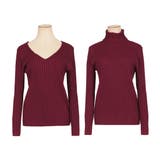 【ボルドー】 | ネックが選べるベーシックリブニットトップス | JULIA BOUTIQUE