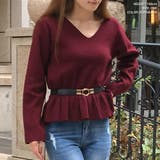 【ボルドー】 | ウエストベルト付きニットトップス | JULIA BOUTIQUE