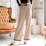 【ベージュ】 | ベルト付きパイピングワイドパンツ | JULIA BOUTIQUE