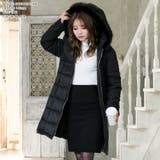 【ブラック】 | フード付き中綿ダウン風ロングコート | JULIA BOUTIQUE