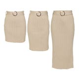 【ベージュ】 | 丈が選べるバックルベルト付リブニットスカート [21540 ロングスカート | JULIA BOUTIQUE