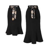 【ブラック】 | 丈が選べるスカーフリボン付きマーメイドスカート  | JULIA BOUTIQUE