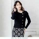 【ブラック】 | ボタンポイント長袖ニットトップス | JULIA BOUTIQUE