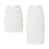 【ホワイト】 | 2丈から選べるパールボタン付タイトスカート  | JULIA BOUTIQUE