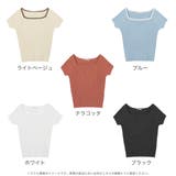 無地&パイピングスクエアネック半袖リブニットトップス | JULIA BOUTIQUE | 詳細画像2