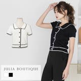 配色ポロ襟ニットトップス | JULIA BOUTIQUE | 詳細画像1