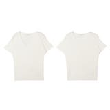 【ホワイト】 | 選べるVネック Uネック パーソナルカラー半袖ニットトップス | JULIA BOUTIQUE