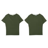 【カーキ】 | 選べるVネック Uネック パーソナルカラー半袖ニットトップス | JULIA BOUTIQUE