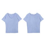 【ライトブルー】 | 選べるVネック Uネック パーソナルカラー半袖ニットトップス | JULIA BOUTIQUE