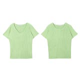 【ライトグリーン】 | 選べるVネック Uネック パーソナルカラー半袖ニットトップス | JULIA BOUTIQUE