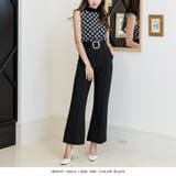 【ブラック】 | バックルベルト付きフレアパンツ | JULIA BOUTIQUE