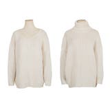 【オフホワイト】 | 選べる2ネック 手編み風ざっくりニットトップス [22630 | JULIA BOUTIQUE