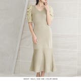 【グレージュ】 | 異素材パワショルマーメイドニットワンピース | JULIA BOUTIQUE