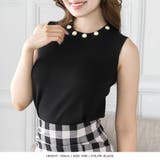【ブラック】 | パールネックノースリーブニットトップス [23149 レディース リブ 無地] | JULIA BOUTIQUE