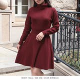 【ボルドー】 | タートルネックフレアニットミニ丈ワンピース/23567 | JULIA BOUTIQUE