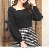 【ブラック】 | ボタン付きバルーンスリーブニットトップス [23591 長袖 | JULIA BOUTIQUE