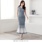 【ブルー】 | 裾ボーダーマーメイドニットワンピース | JULIA BOUTIQUE
