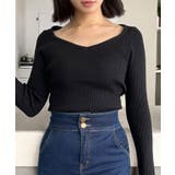【ブラック】 | ネックが選べる毎日リブニットトップス  | JULIA BOUTIQUE