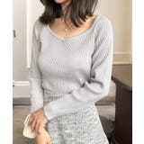 【グレー】 | ネックが選べる毎日リブニットトップス  | JULIA BOUTIQUE