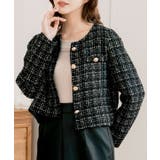 【ブラック】 | ノーカラーツイードジャケット | JULIA BOUTIQUE