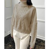 【ベージュ】 | Vとタートルネックから選べるケーブルニットトップス [24545 長袖 | JULIA BOUTIQUE