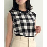 ブロックチェックノースリーブニットトップス | JULIA BOUTIQUE | 詳細画像1