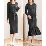 【ブラック】 | 形が選べるボタン付きニットワンピース/24556 | JULIA BOUTIQUE