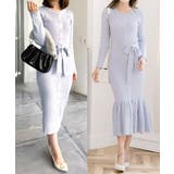 【サックス】 | 形が選べるボタン付きニットワンピース/24556 | JULIA BOUTIQUE