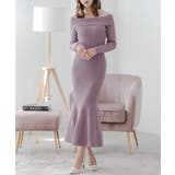 【パープル】 | ミディアム丈・ロング丈から選べるオフショルマーメイドニットワンピース | JULIA BOUTIQUE