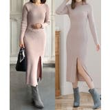 【ピンク】 | Uネック・ハイネックから選べるスリットタイトワンピース/24563 | JULIA BOUTIQUE