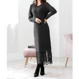 【ブラック】 | 裾レースニットワンピース/24569 | JULIA BOUTIQUE