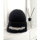 【ブラック】 | ビジュー付きニットキャップ/24678 | JULIA BOUTIQUE
