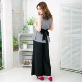 【チェックブラック】 | 2点セット・ウエストリボン付きペプラムチュニックセットアップ/510262 | JULIA BOUTIQUE