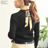 【ブラック】 | スカーフ付きハイネックニットトップス [510497] | JULIA BOUTIQUE