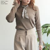 【ベージュ】 | スカーフ付きハイネックニットトップス [510497] | JULIA BOUTIQUE