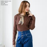 【モカ】 | スカーフ付きハイネックニットトップス [510497] | JULIA BOUTIQUE