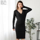 【ブラック】 | カシュクールミディアム丈リブニットワンピース [510525] | JULIA BOUTIQUE
