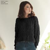 【ブラック】 | モールヤーンケーブル編みニットトップス [510551] | JULIA BOUTIQUE