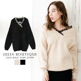 花柄レースネックデザインニットトップス | JULIA BOUTIQUE | 詳細画像1
