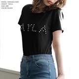 【ブラック】 | パールロゴデザインTシャツトップスカットソー  | JULIA BOUTIQUE