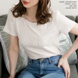 【ホワイト】 | パールロゴデザインTシャツトップスカットソー  | JULIA BOUTIQUE