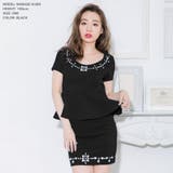 【ブラック】 | ビジュー付きペプラムワンピース/520089 | JULIA BOUTIQUE